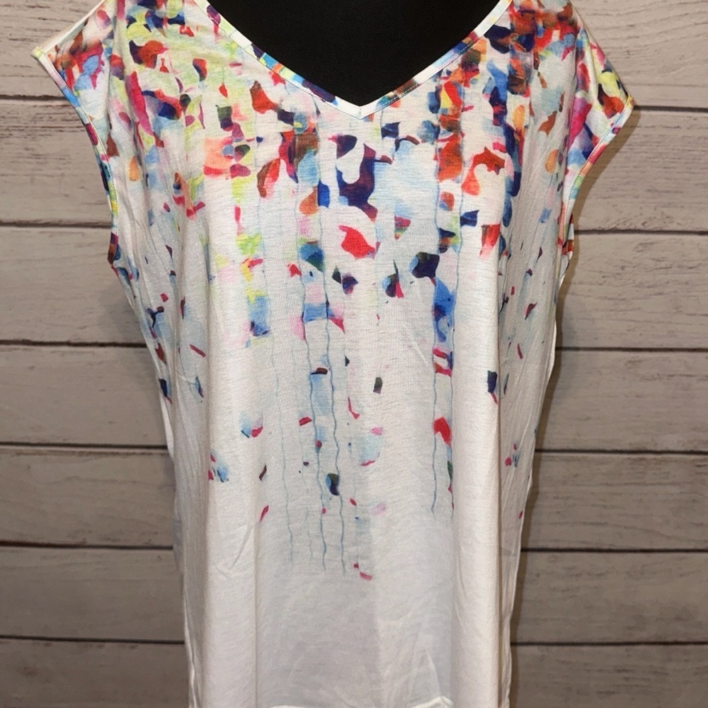 MISSLOOK Colorful Abstract Print Women's Top SIZE Medium ,Office, Church, Casual
